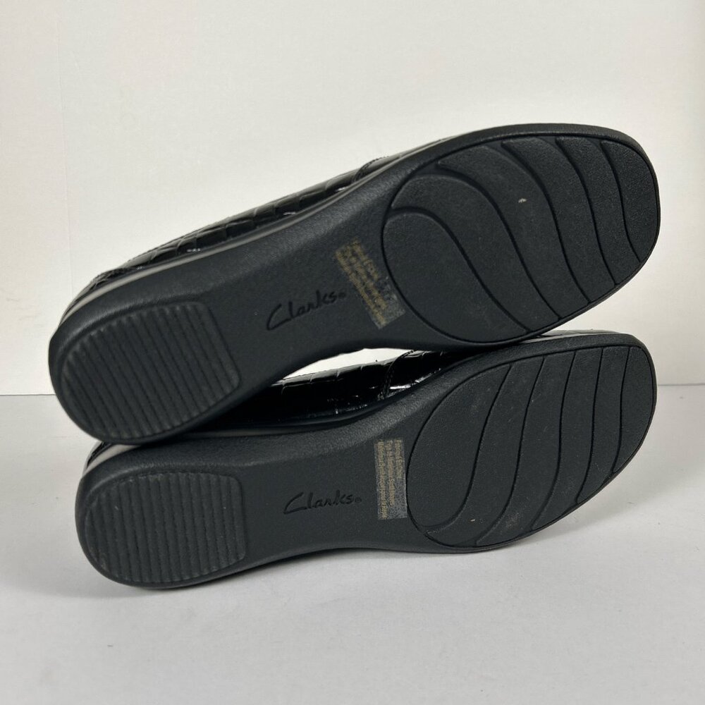 Clarks Gael Bobtail Loafers Black Croc Patent Comfort Slip-On Size 11 - Picture 10 of 13